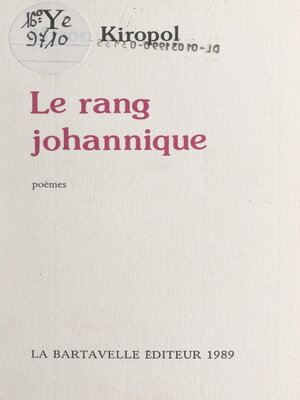 cover image of Le rang johannique